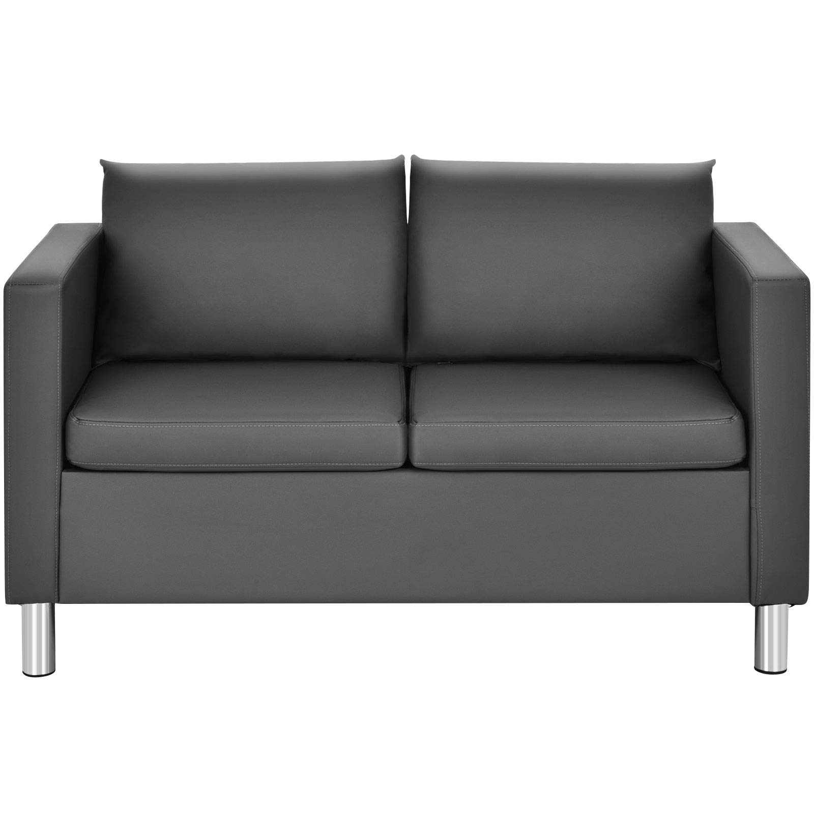 COSTWAY 1/2/3-Seater Sofa, PU Leather Upholstered Sofa Settee with Pillow and Armrest, Modern Single/Double/Triple Sectional Couch Lounge Seat Chair for Living Room Office