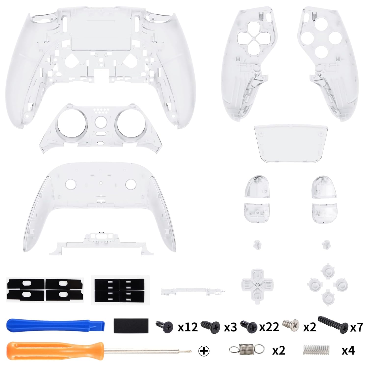 eXtremeRate Full Set Shell with Buttons Touchpad Cover Compatible with ps5 Edge Controller, Clear Custom Replacement Decorative Trim Shell Front Back Plates Compatible with ps5 Edge Controller - Image 2