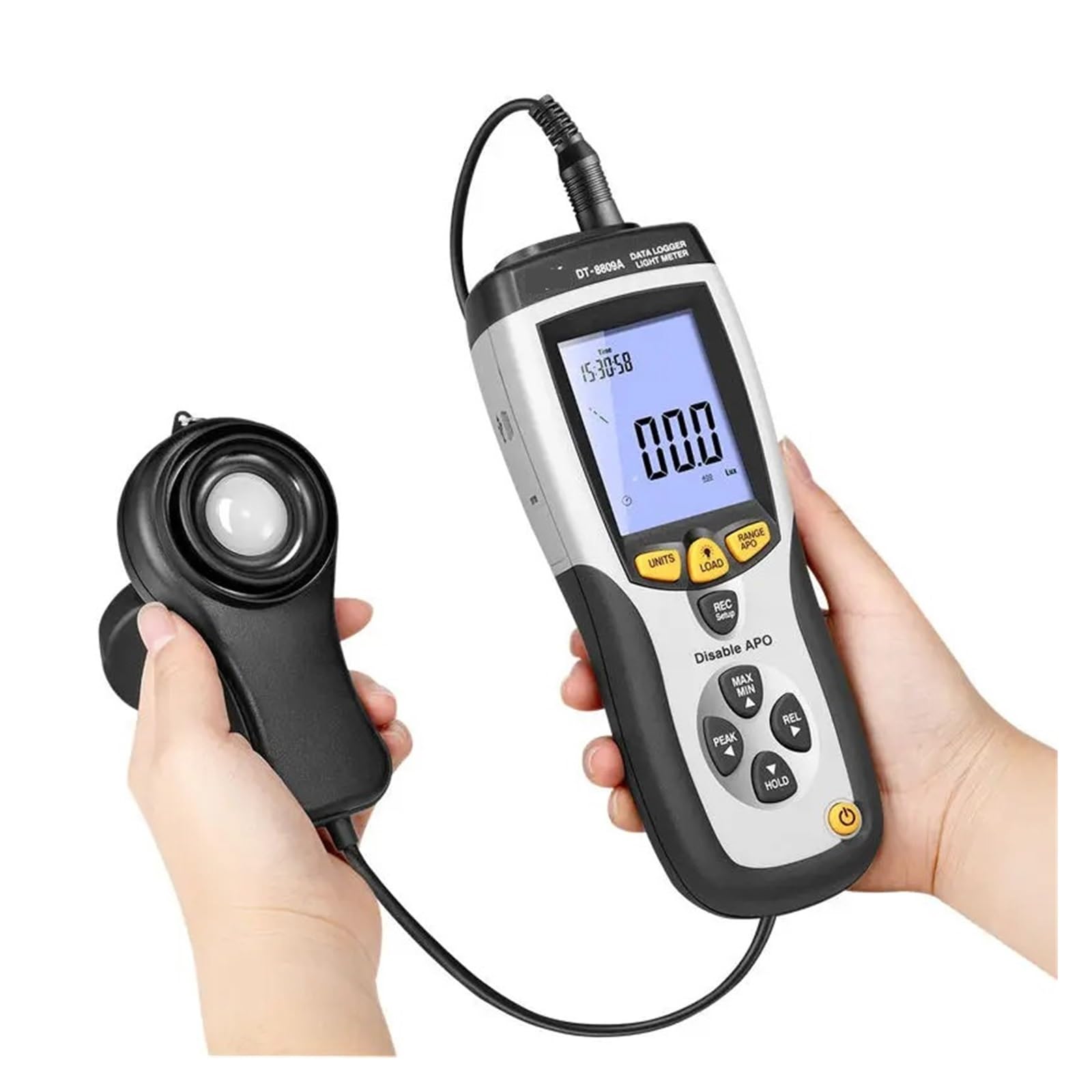 Medidor UVB, Medidor de luz digital profesional DT-8809A Probador brillo LCD alta precisión 400.000 lux