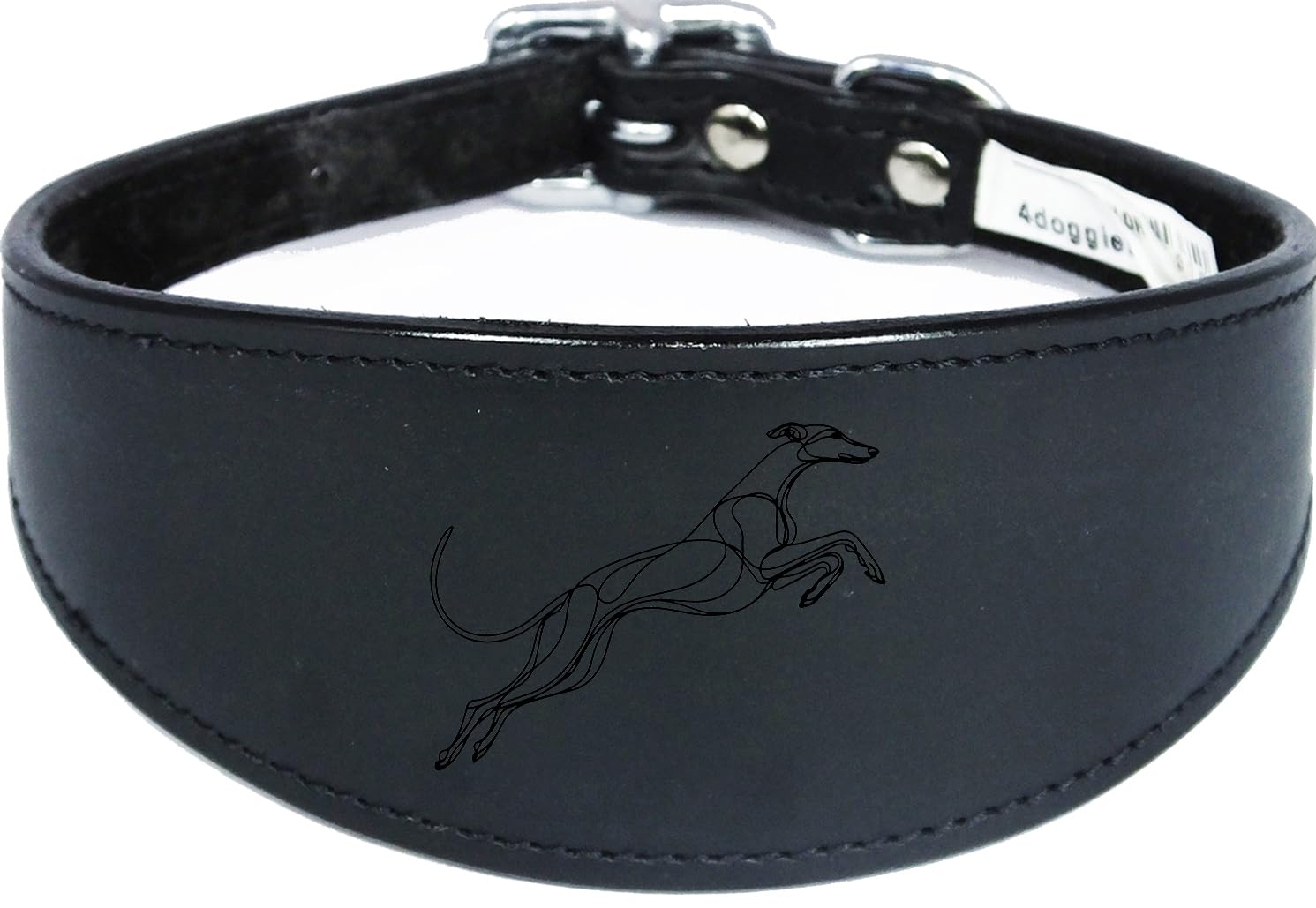 Wide Sighthound Leather Collar, Padded, Handmade, for Iggy, Whippet and Greyhound, NL19