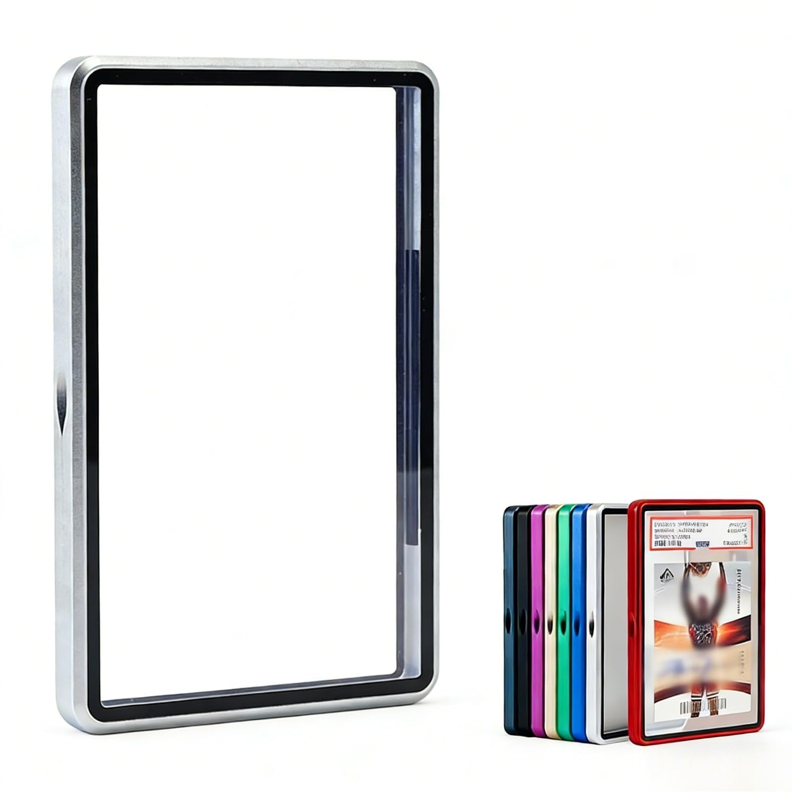 Premium Graded Trading Card Protector - 35pt BGS Slab Bumper Guard,UV & Scratch Resistant & Magnetic Closure | Aluminum Frame Slab Card Holder for Sports & Gaming (Silver)