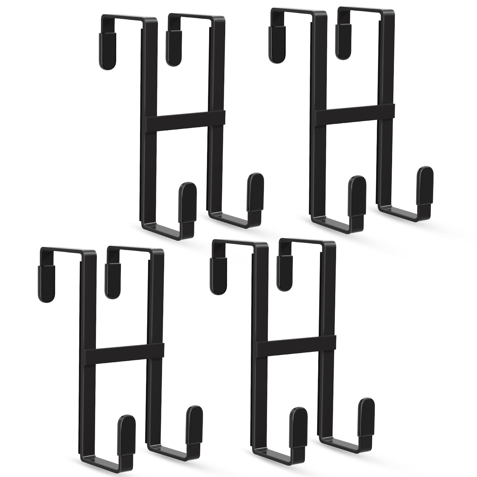 FYY 4 Packs Over The Door Hooks, Double Sided Door Hanger Hook - Heavy Duty No Drill Wall Hooks for Hanging Coats, Towels, Bags, Kitchen Closet Fits Most Doors Up to 1-7/8" Thickness (5.12" L, Black) Black-4pcs 5.12"short