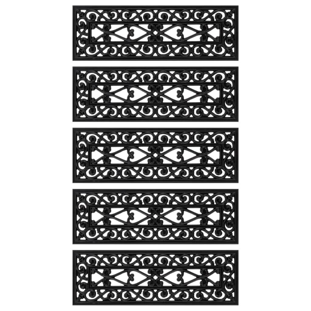 vidaXL Alfombrillas de Escalera 5 uds, Tapetes para Peldaño de Escalera, Alfombrillas Antideslizantes, Cubiertas de Escalones, Goma 25x75 cm