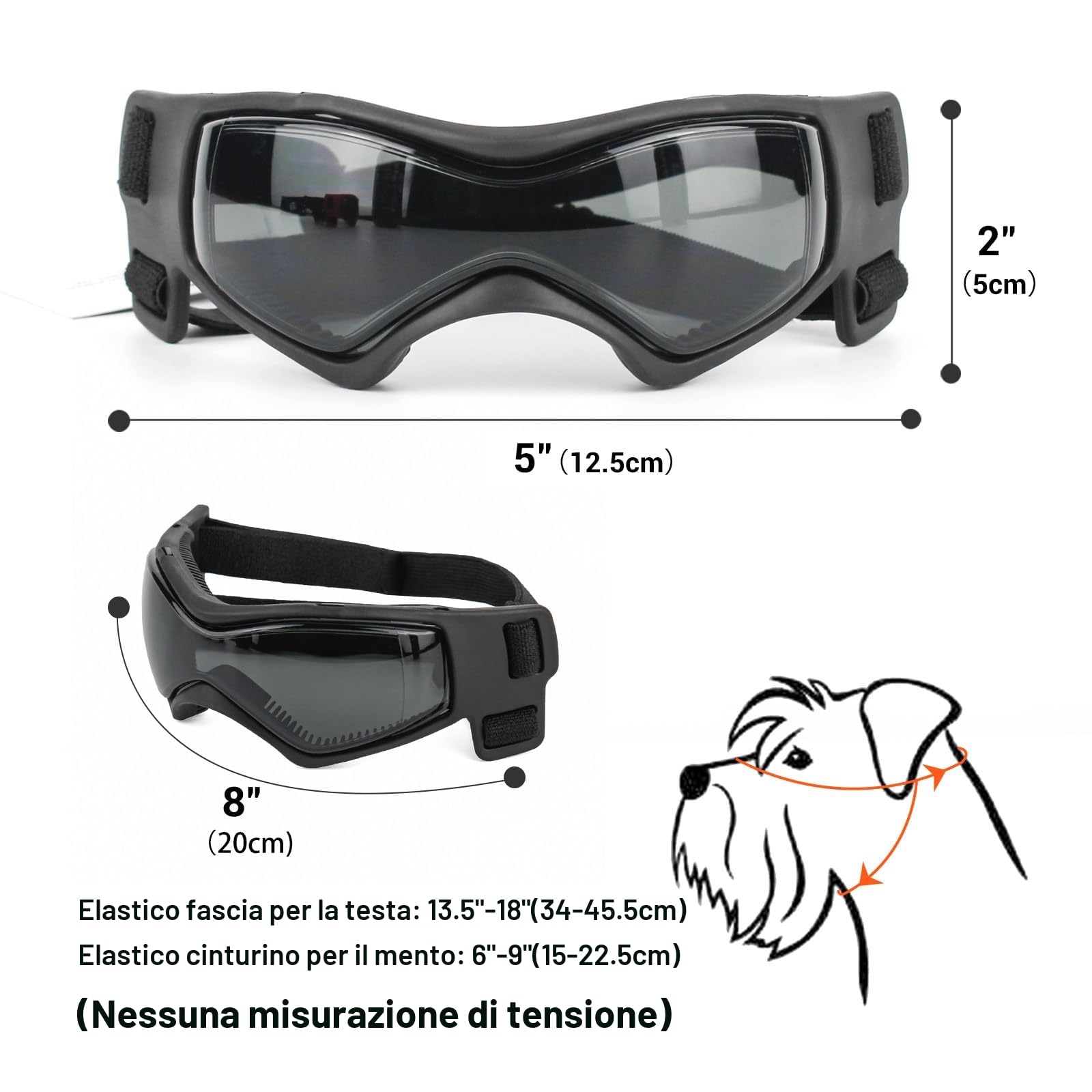 NAMSAN Protezione per gli occhi per cani, occhiali da sole, facili da applicare, elegante per cani di piccola e media taglia