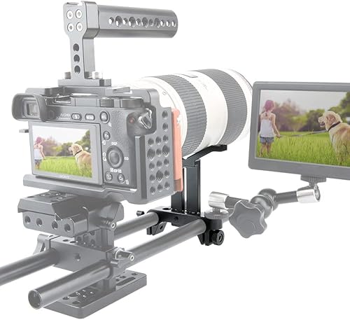 Miniatura 7 de NICEYRIG Soporte de lente largo altura ajustable con abrazadera de varilla de 0.591 in para cámara réflex digital de enfoque de seguimiento sistema