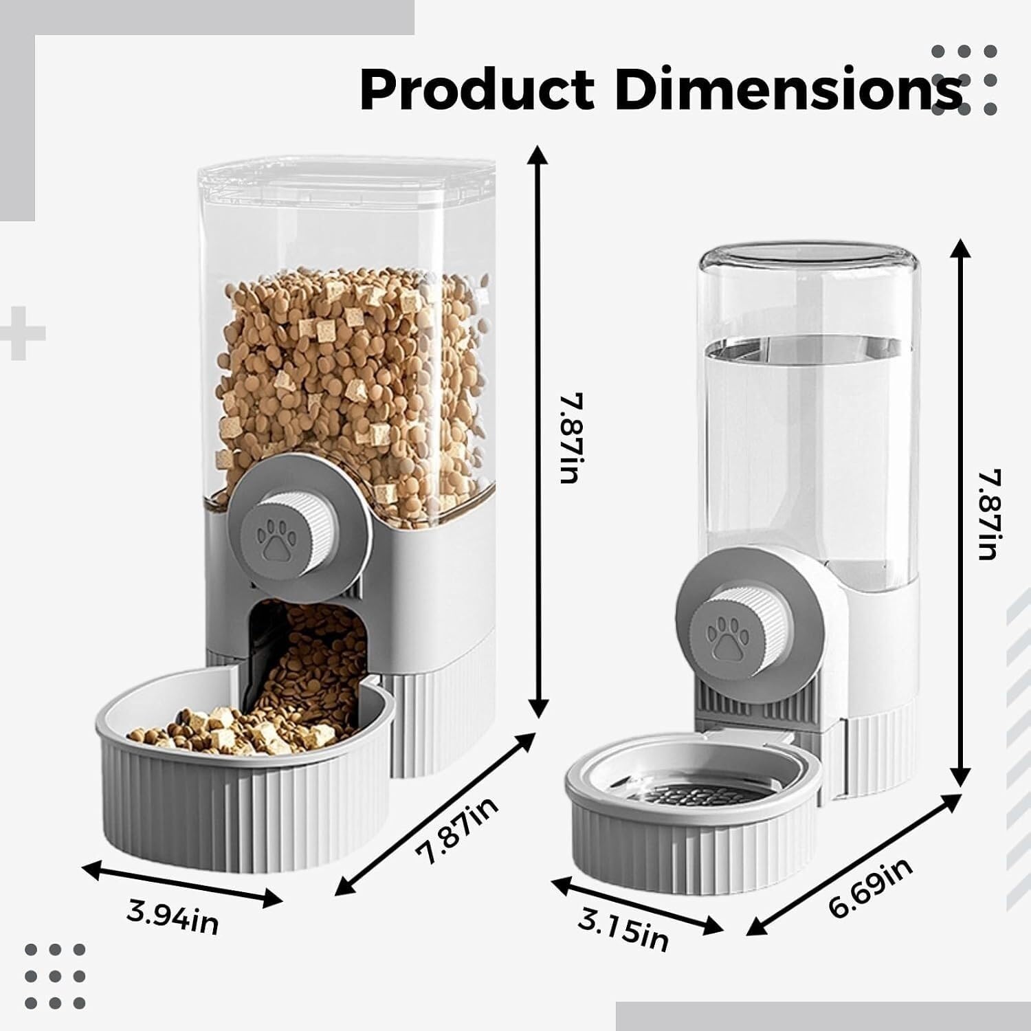 Wiszący dozownik karmy dla zwierząt domowych i wody, automatyczny dozownik karmy dla psów i wody, karmnik 1200 ml / 1134 g, miska na klatkę z odpinaną konstrukcją, dla małych i średnich psów i kotów
