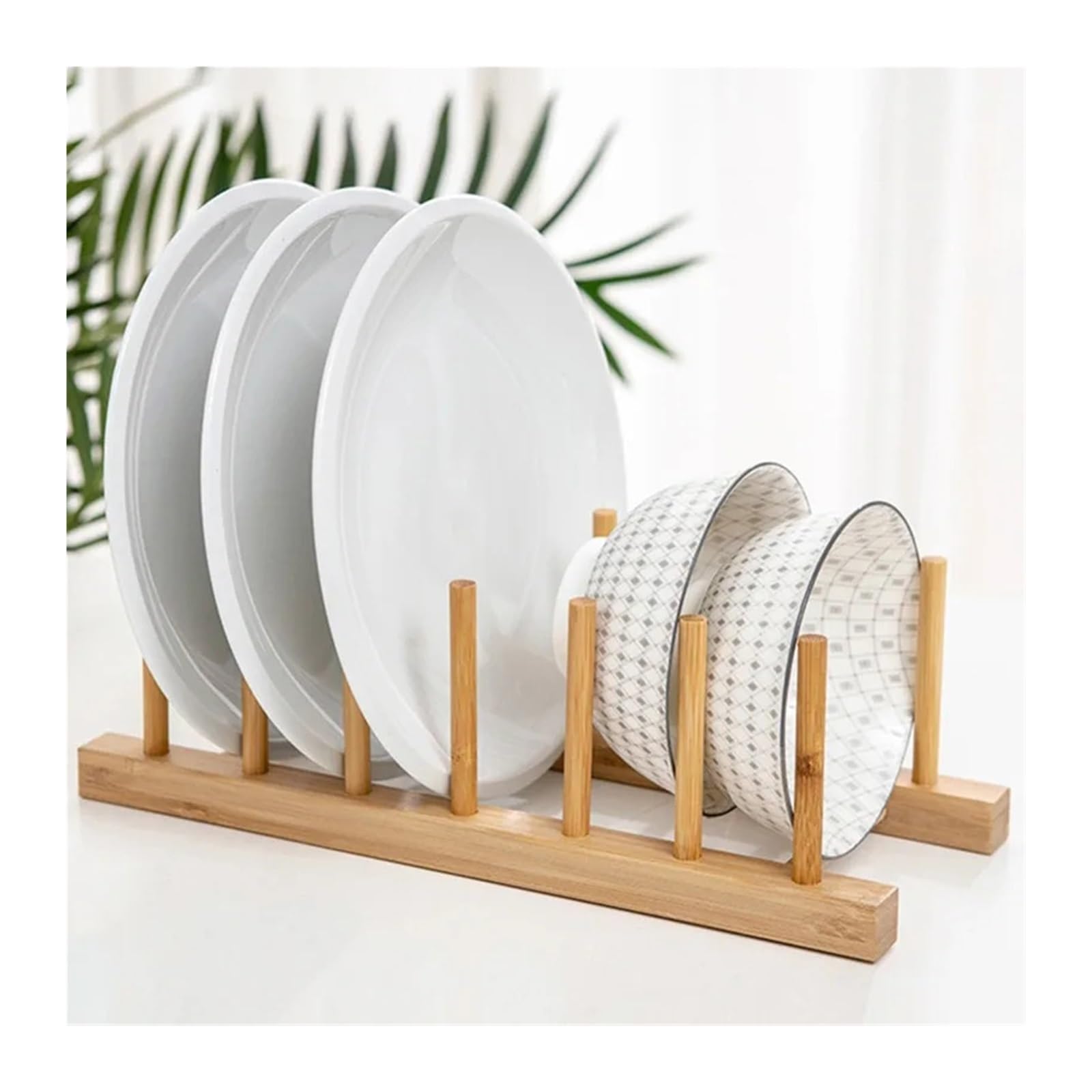 Genérico Portautensili for scolapiatti, pieghevole in legno, a 2 livelli, for bancone della cucina(8 cells)