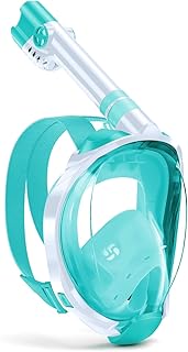 WSTOO Kids Full Face Snorkel Masks,Suitable for Beginners Dry Top Snorkeling Gear,Can Your Mouth or Nose to Breathe,180 Degrees Panoramic View,Anti-Fog Anti-Leak,Summer Travel and Vacationing Gifts