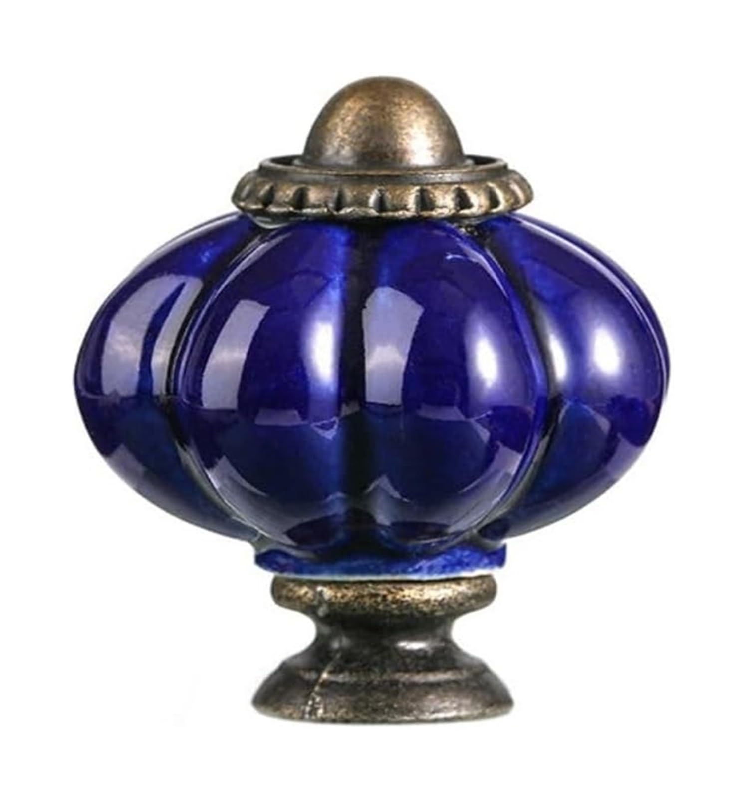 Opeximatun Style17 Drawer Knobs, Retro Single Hole Ceramic Pumpkin Handle Round Vintage Cabinet Knob European Style(Style17)