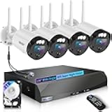 【90 Days Storage】 Outdoor Wireless Security Camera System, Wireless Cameras for Home Security, WiFi Video Surveillance, Home Security Cameras Systems