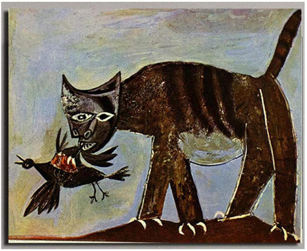Abstraktes Katzen Gemälde Picasso Gemälde Druck „Herr Katze Umarmt Miss  Cat“ – Abstrakt, Als Poster Oder Leinwand, Ungerahmt Wanddekor Wohnzimmer, image size:1000x818