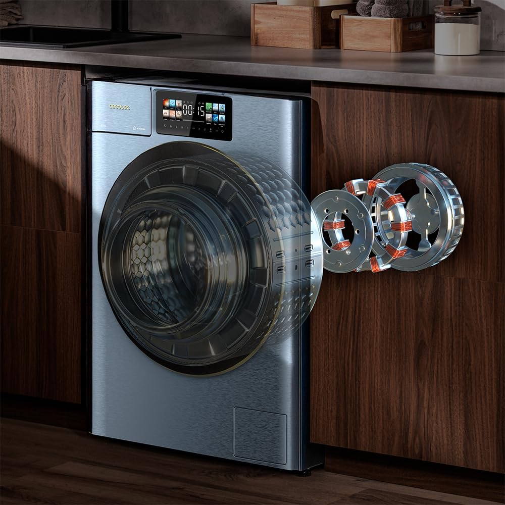 Cecotec Lavadora Carga Frontal 12Kg Bolero DressCode 12950 Autodose Direct Drive 3D Titanium. 1400RPM, 13 Programas, Motor Direct Drive, Diseño Core Matrix Screen 9,2" y Core Body, Func Inteligentes