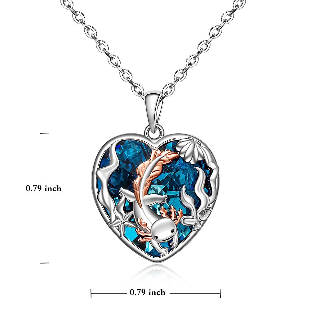 Fenthring Axolotl, collana in argento Sterling 925 con ciondolo Axolotl, da donna, a forma di cuore, con ciondolo Axolotl, regalo per amanti