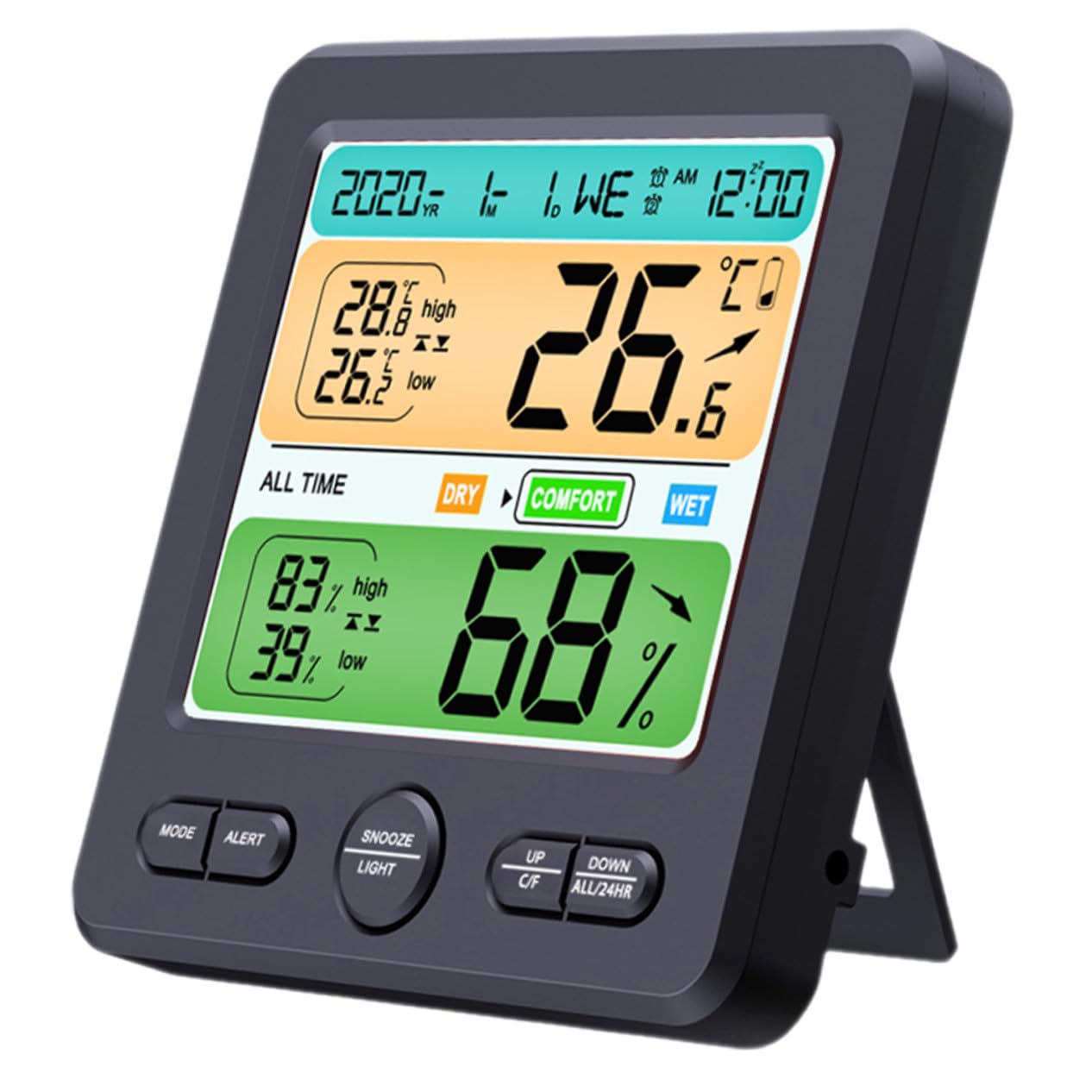 BESTonZON Termometro Digitale Misuratore di Umidità Interna Monitor della Temperatura per Cameretta Soggiorno Cucina Ufficio Dimensioni Pratiche Leggere Trasportabili