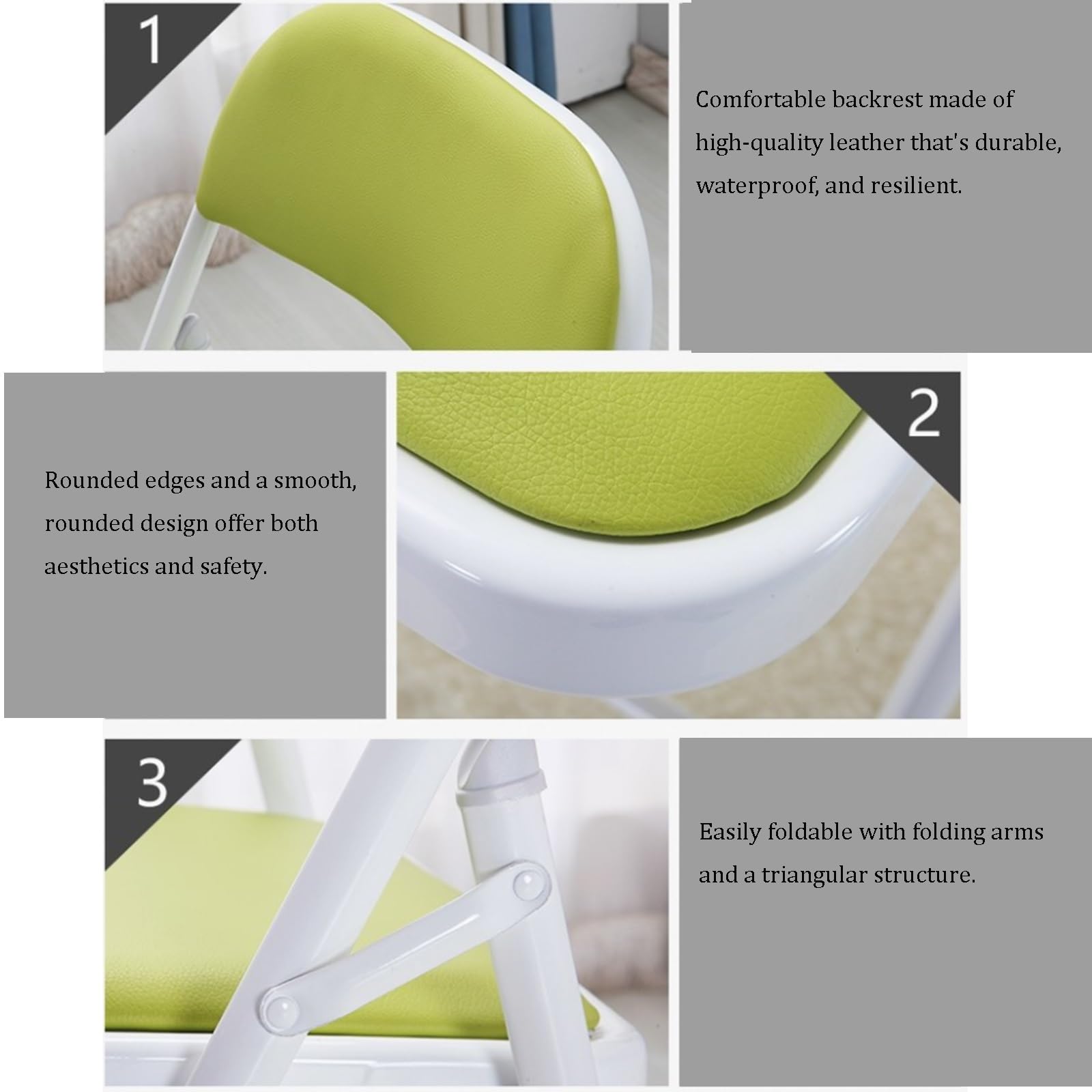 Silla de Ordenador Plegable de PU, cómoda y Resistente for estudiar en casa.(Yellow)