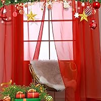 Vista 3 de SpaceDresser Paneles de cortina con bolsillo para barra, cortinas de gasa traslúcida para ventana de cocina, dormitorio, sala de estar, para filtrar