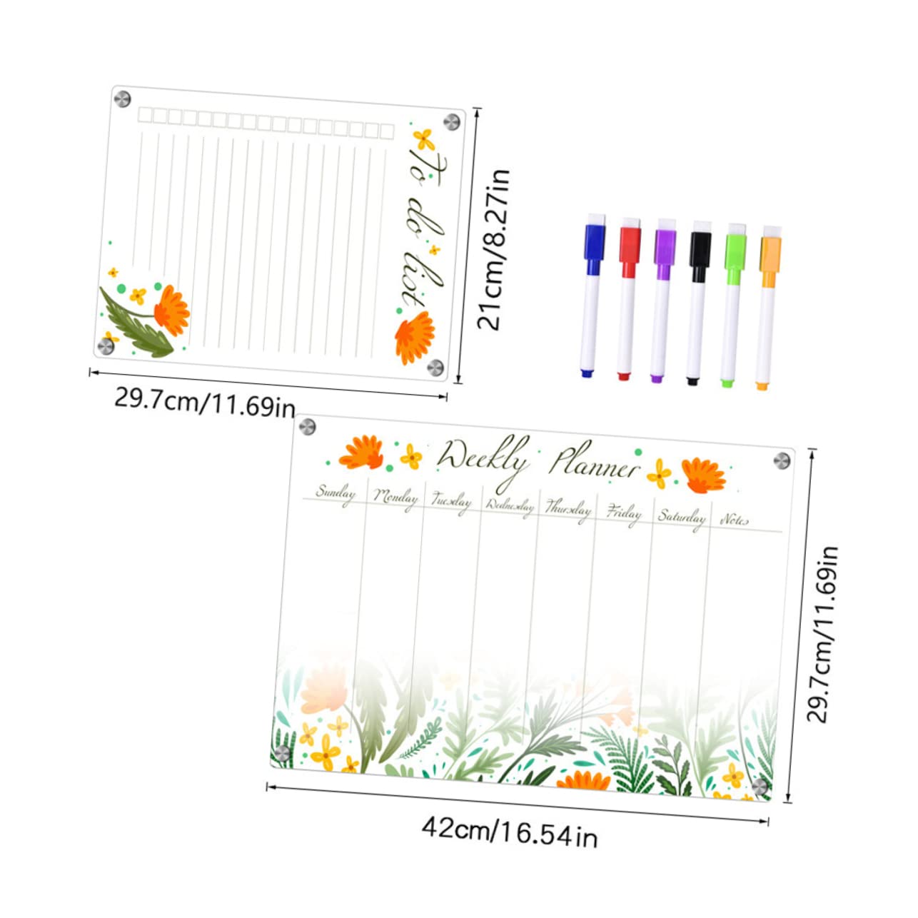 Homoyoyo Lavagna Magnetica Acrilica Cancellabile a Secco Per Frigorifero Set 8 Pezzi A3 A4 Trasparente, Calendario Settimanale Planner Per Organizzazione Casa Ufficio