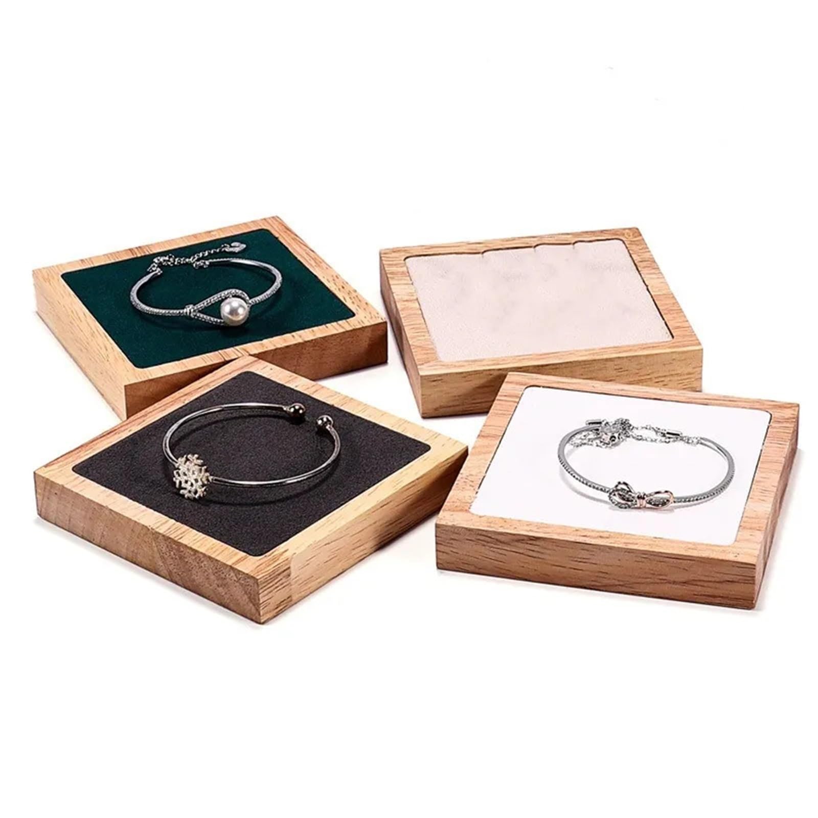 Bandeja De Joyería Bandeja de Madera Maciza for Pulsera, Bandeja Cuadrada for mostrador, bandejas de exhibición de joyería, Accesorio, 2 uds.(Beige)