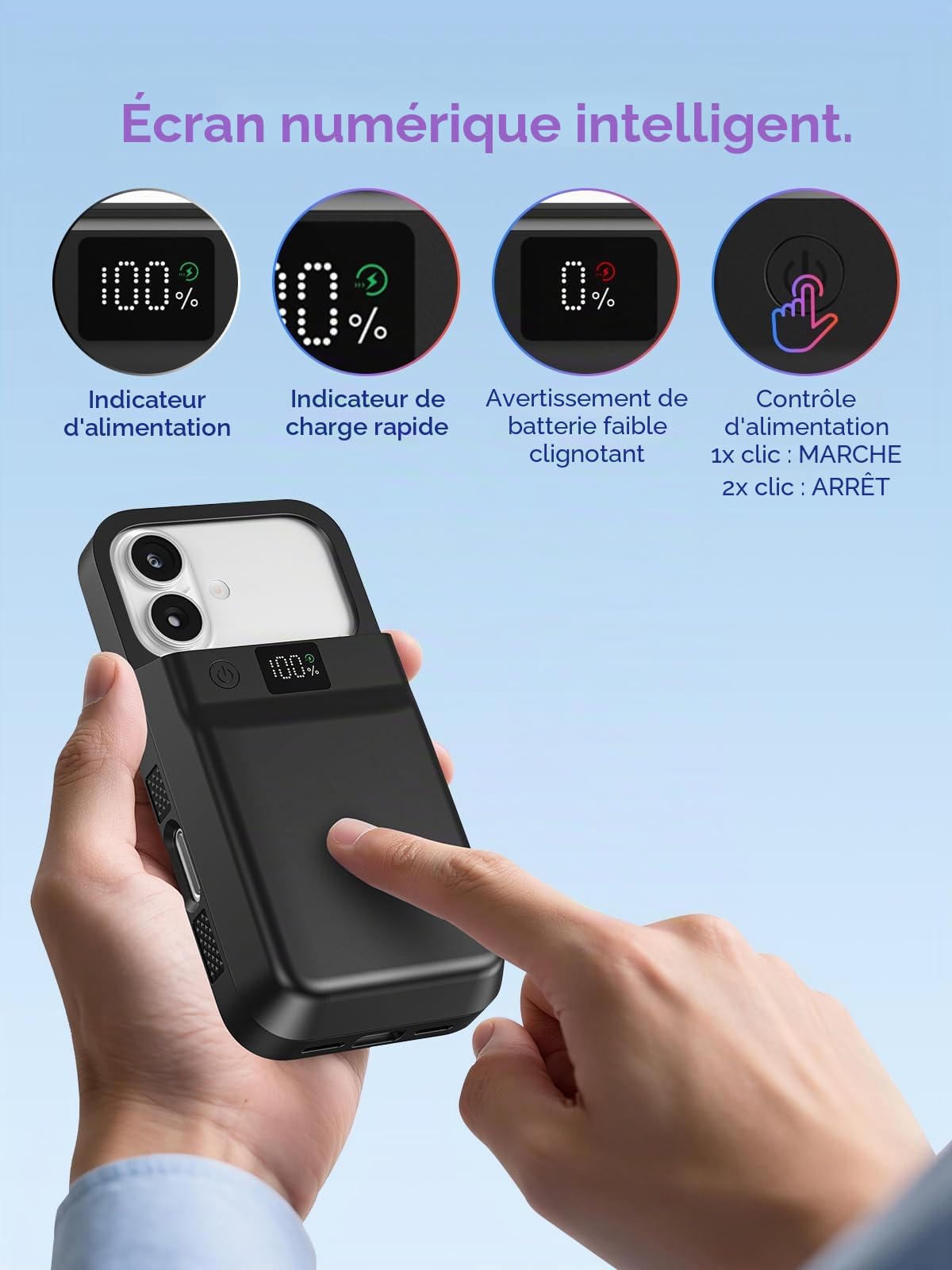 GagaKing Coque Batterie pour iPhone 17 Pro/17, 9300mAh 20W, Rechargeable avec Batterie Externe Chargeur Coque pour iPhone 17 Pro/17(6,3")