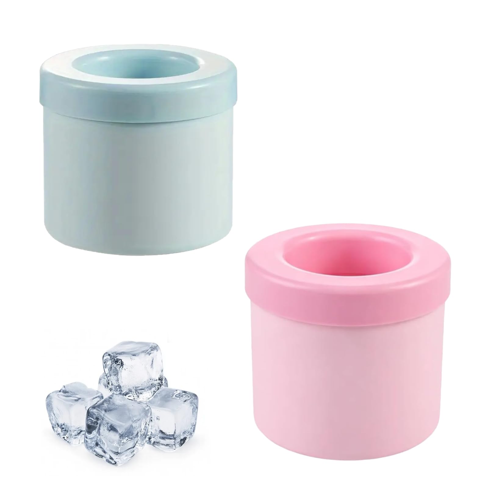 2 Mini Ice Cube Trays with Lids Silicone Cylinder Ice Maker Cup for Drinks