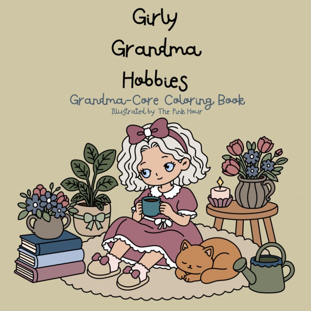 Girly Grandma Hobbies Coloring Book: A Whimsical and Vintage Inspired Coloring Book Filled With Cozy Hobbies & Sweet Moments of Grandma Core