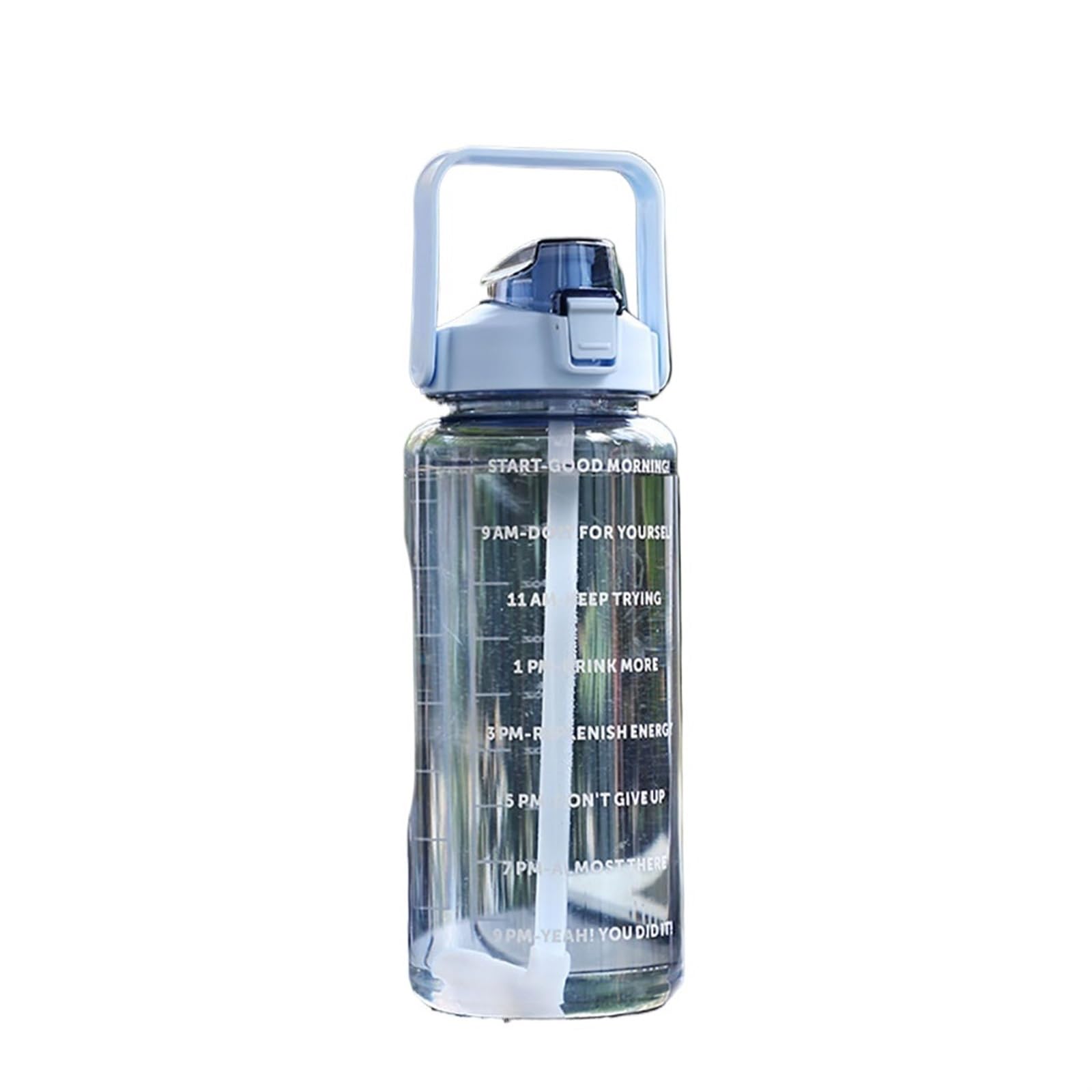 QuxetlRyz Sports Water Bottle Portable Sports Straw Water Bottle With Time Marker 2l Large Capacity Cup Jug With Handle(Blue)