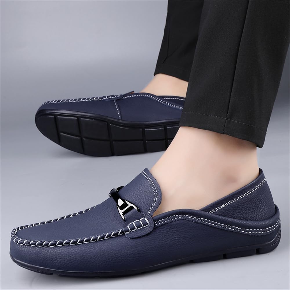 Mocasines casuales de piel auténtica para hombre, mocasines de vestir para uso diario