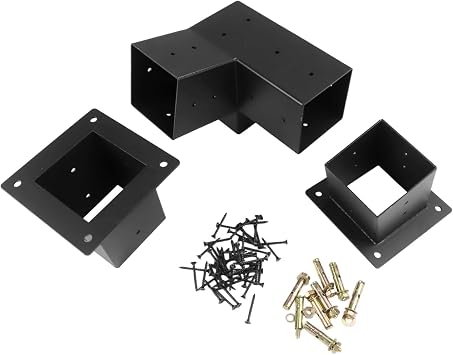 Pergola Brackets for 4x4 Posts for Slanted Roof Wall Mount Version for Porch and Gazebo Support(Left 15° set)