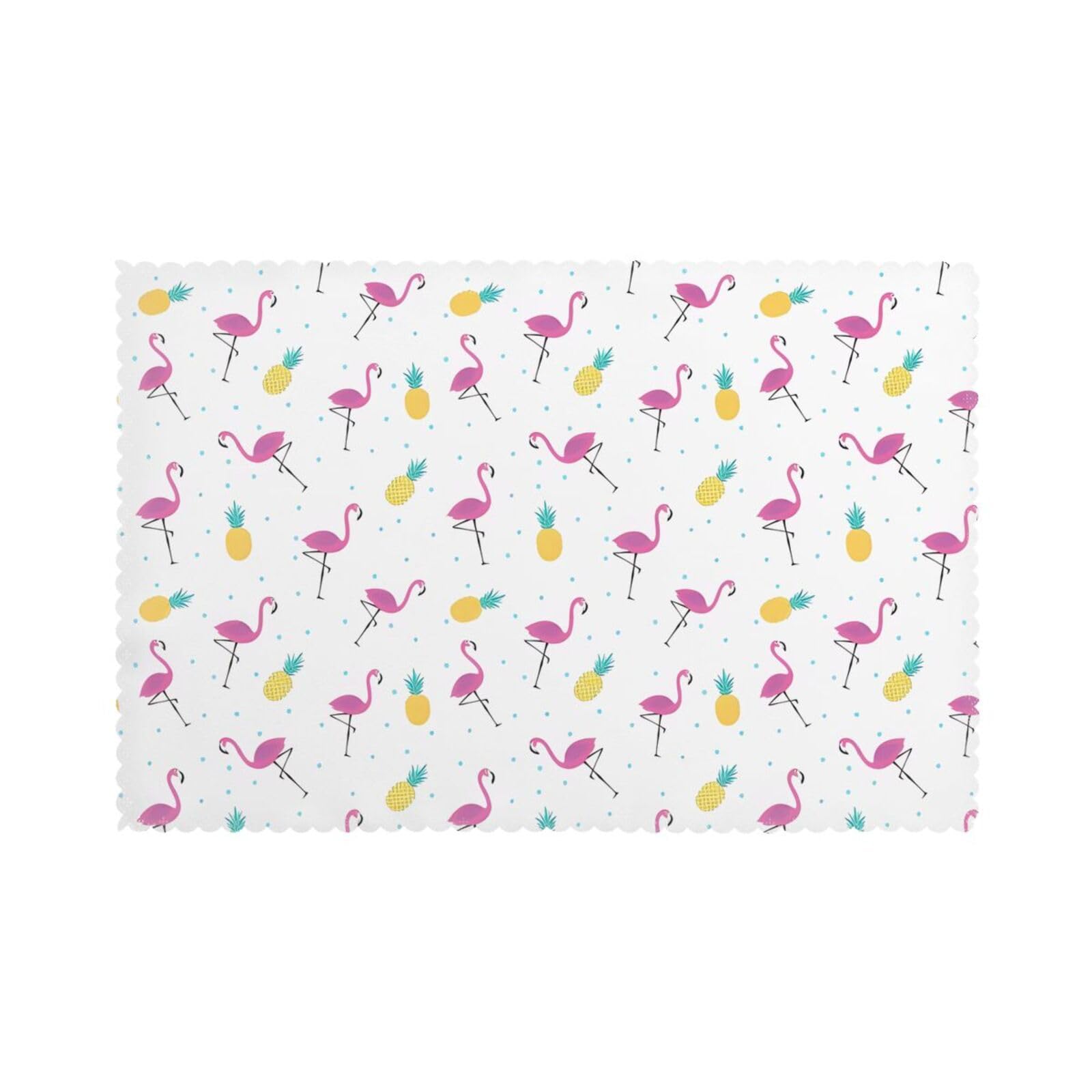 HJFCZH Flamingo and Pineapple Prints Placemats Set of 6 12x18in – A Great Housewarming Gift for a Warm & Stylish Home