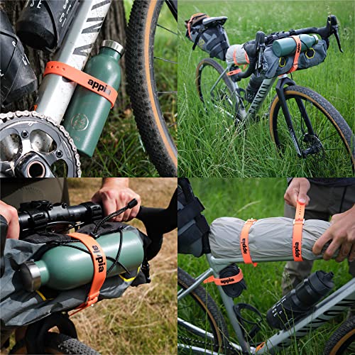 Appia Straps - Spanngurte 35cm Orange (4er Pack) inkl. Strap-Keeper für Fahrrad, Ski, Bikepacking, Camping, Heimwerken aus TPU mit rostfreier Aluminium-Schnalle