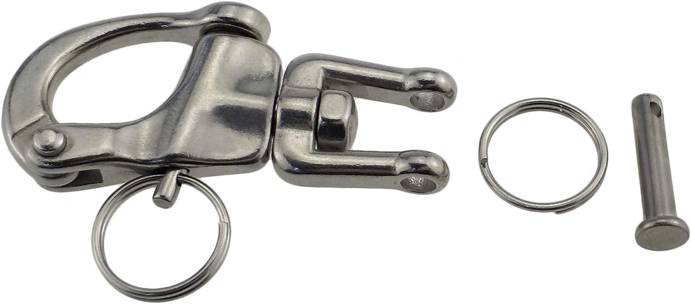 keehui Pair of 2-3/4inch Jaw Swivel Snap Shackle 316 Stainless Steel for Sailboat Spinnaker Halyard - Image 7