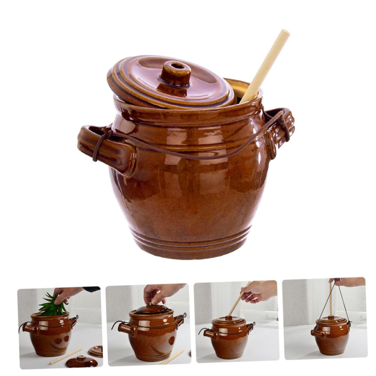 Ceramiczny Szczelny Słoik Do Przechowywania Tradycyjnych Kiszonek Pojemnik Kuchenny z Ceramicznym Zamknięciem Praktyczny i Bezpieczny Słoik Do Domu