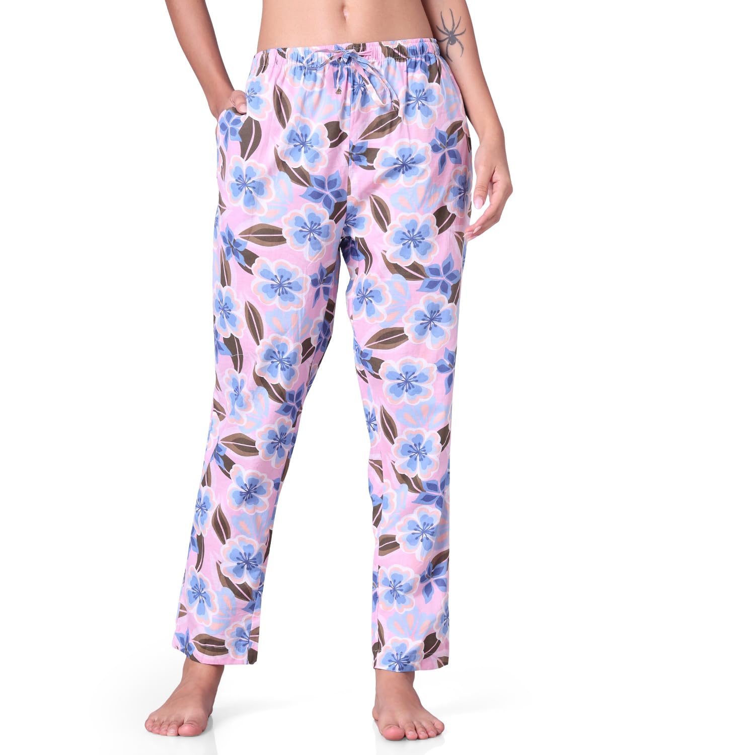urban scottish Women Cotton Floral Printed Pyjama with Side Pockets-picture-55