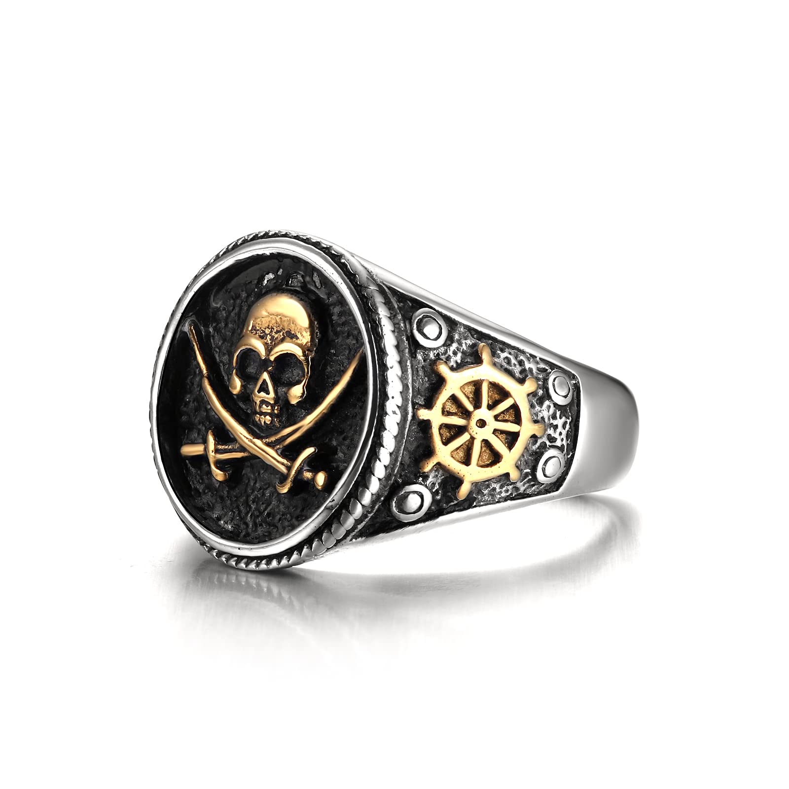 DochaisMen's Stainless Steel Classic Ring Skull Ghost Claw Black Size 60 to 70