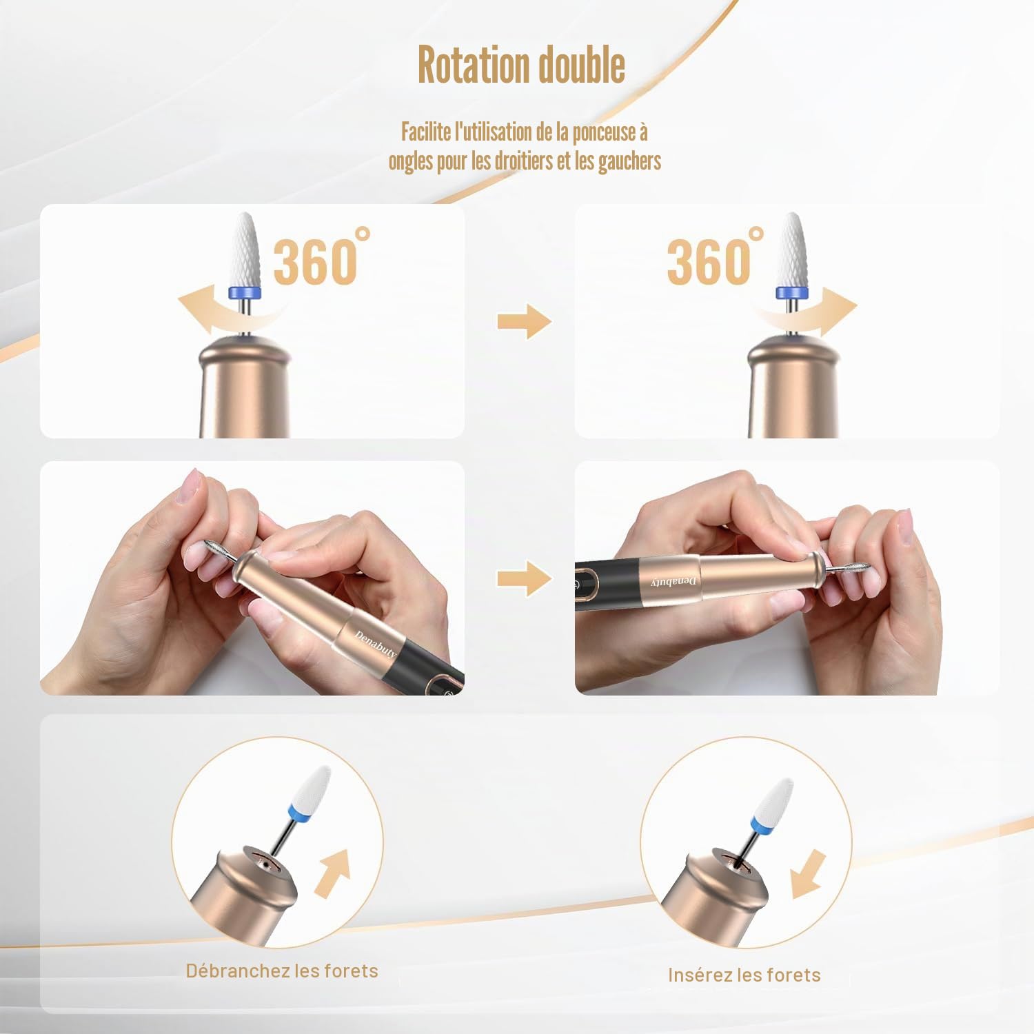 Ponceuse pour Ongles Sans Fil, 12 en 1 Lime a Ongle Electrique Professionnelle 25000 RPM Kit de Manucure Pédicure avec USB Rechargeable, Ponceuse à Ongles pour Gel Acrylique Ongle Noir