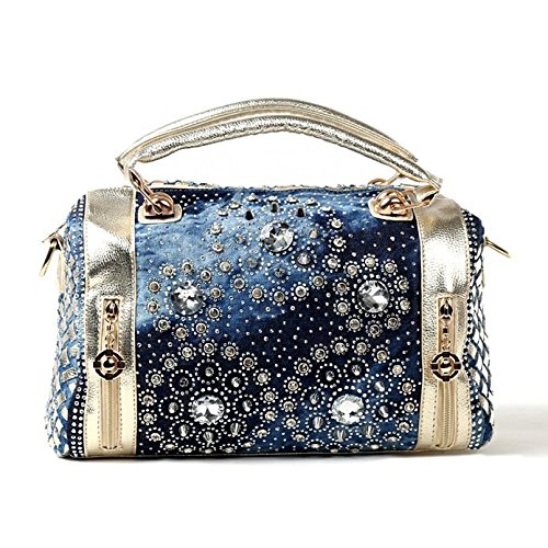 yigedan - Bolso de tela de Lona para mujer Azul dorado