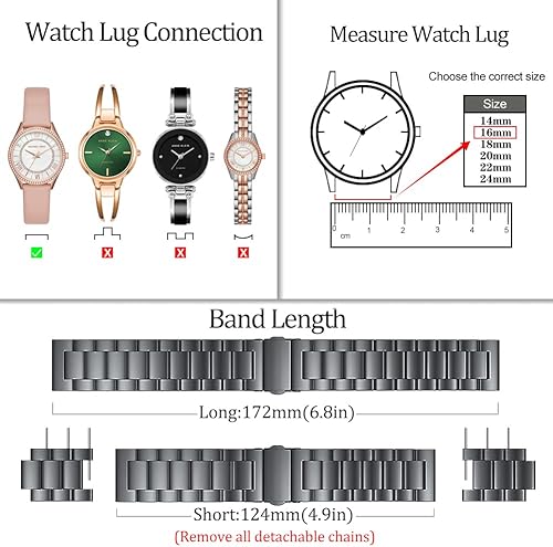 Miniatura 2 de ZPJPPLX Correa de reloj de metal de 14161820220.945 in, correa de liberación rápida de acero inoxidable para hombres y mujeres