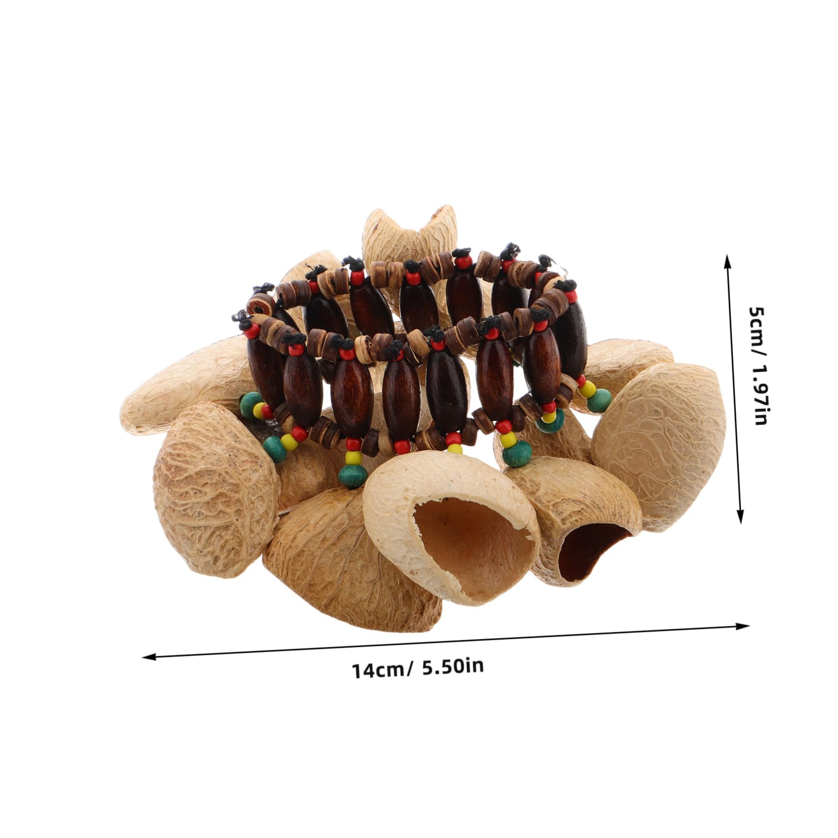 HEMOTON African Tribal Bracelet Handmade Shell Handbell Tribal Style Bangle Drum Accessories Tambourine Percussion Handbell Chain Musical Instrument