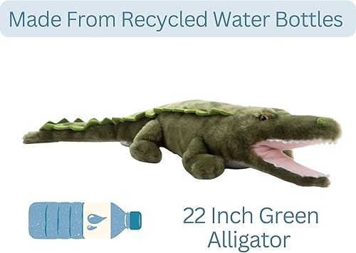 Miniatura 6 de The Petting Zoo Peluche de cocodrilo, regalos para niños, animales salvajes del zoológico Onez, juguete de peluche de cocodrilo de 22 pulgadas