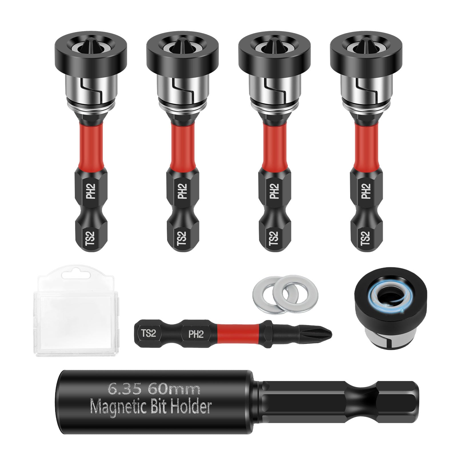 5 Pcs Drywall Screw Setter 50mm S2 Steel Screwdriver Bits with 1/4" Hex Shank Magnetic Positioning Screwdriver Bits Compatible with Electric Drill and Driver
