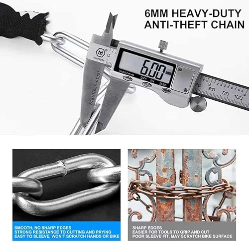 Miniatura 2 de Venzio Cerradura de cadena de bicicleta resistente, cadena de seguridad de acero de 0.236 in con 2 llaves, cerradura antirrobo de bicicleta de 4