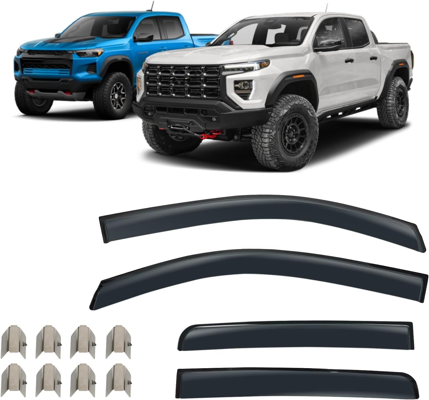 in-Channel Rain Guards Compatible with 2023 2024 2025 Chevy Colorado GMC Canyon Crew Cab 1ST & 2ND Row, Wind Vent Visors, Side Window Visors Window Deflectors Rain Guards with 8Pcs Clips (4Pcs/Set) in-Channel/2023-2025 Colorado Canyon