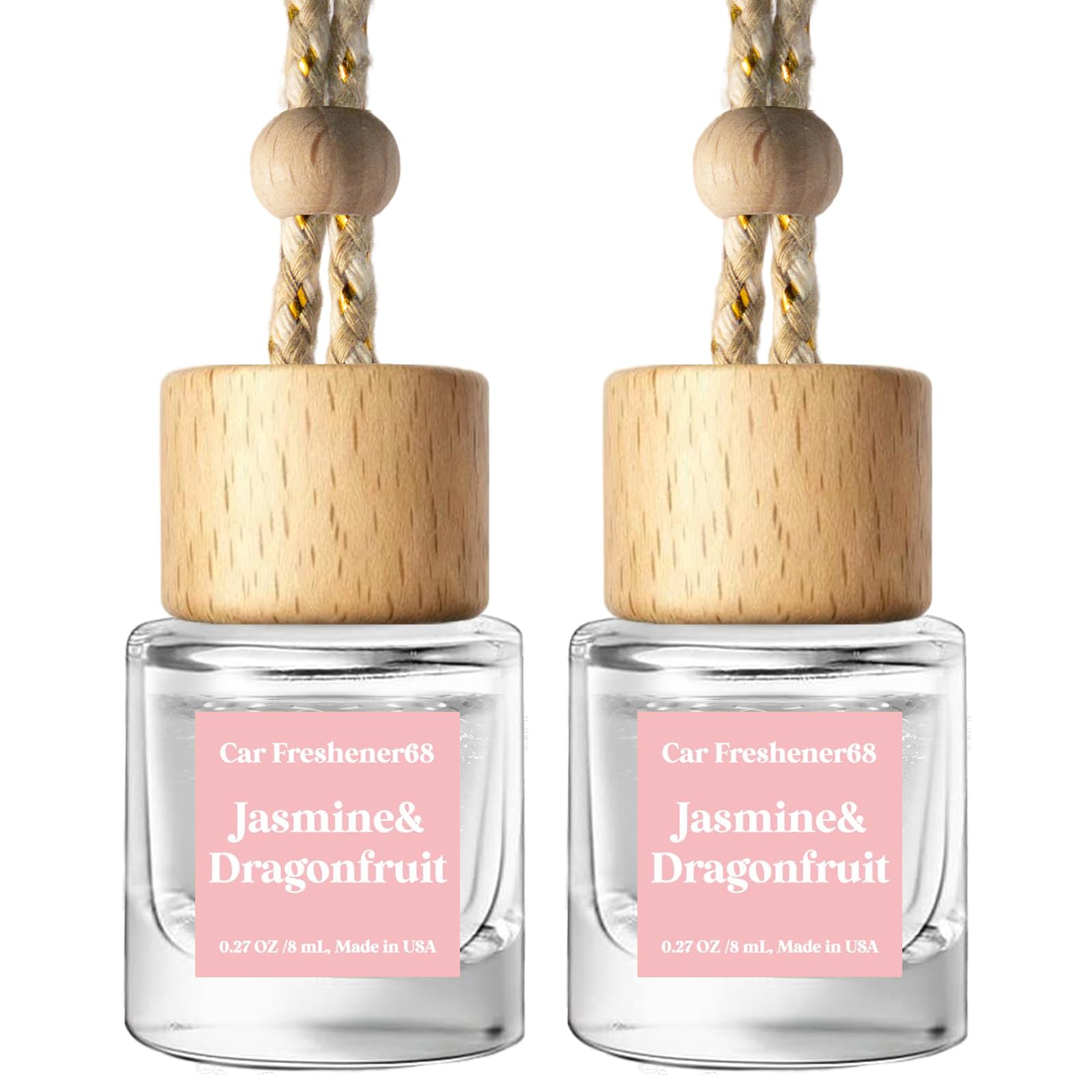 C Classy Car Air Freshener Hanging 2 Pack, Jasmine Essential Oil Diffuser, Long-Lasting Fragrance, Cute Car Accessories for Women &amp; Men, Made in USA
