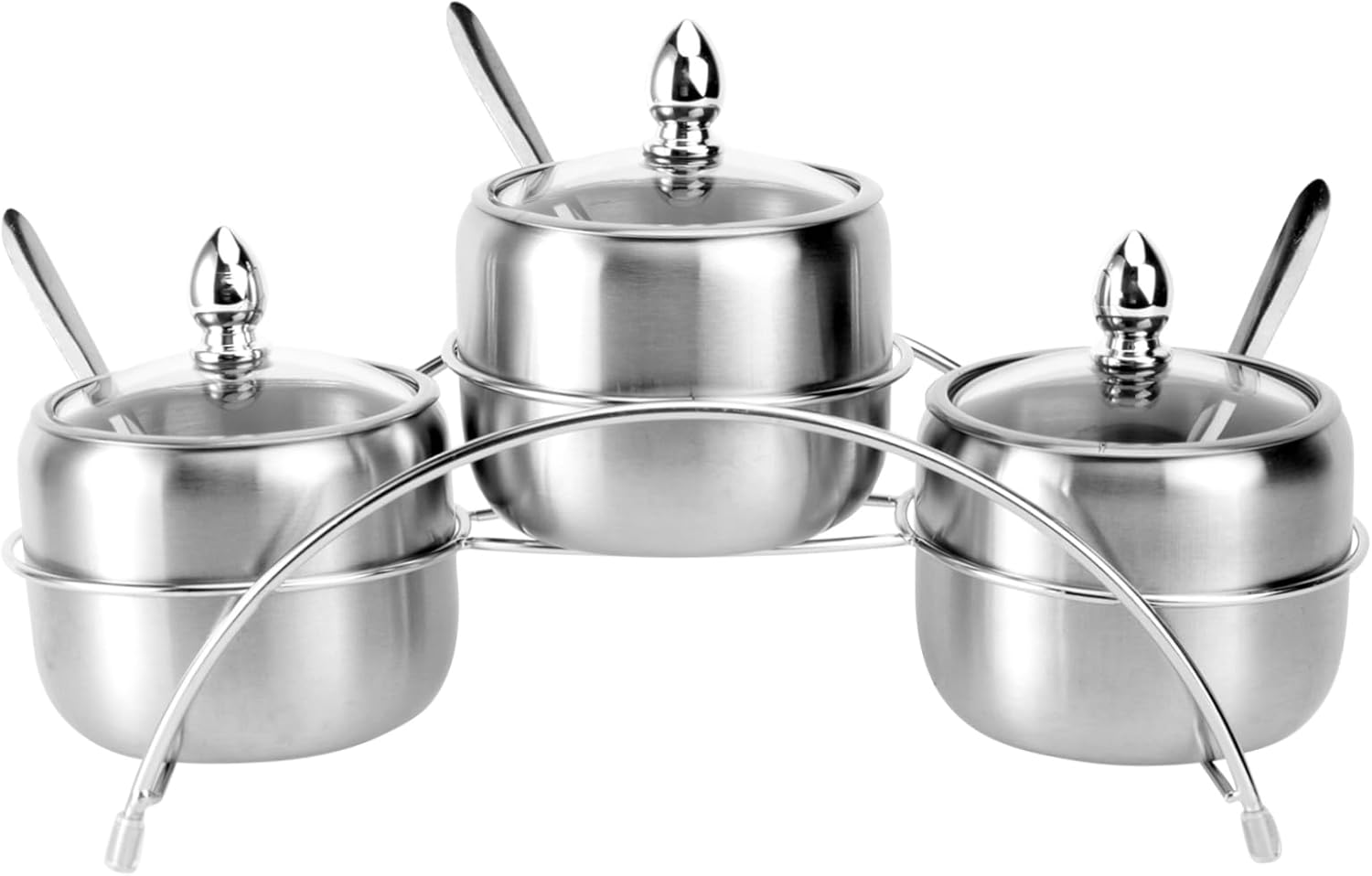 4-piece Stainless Steel Spice Jar Set Pull-out under Cabinet Spice Rack for Kitchen Condiment Holder Lids Space-saving Arch Design Perfect for Pantry