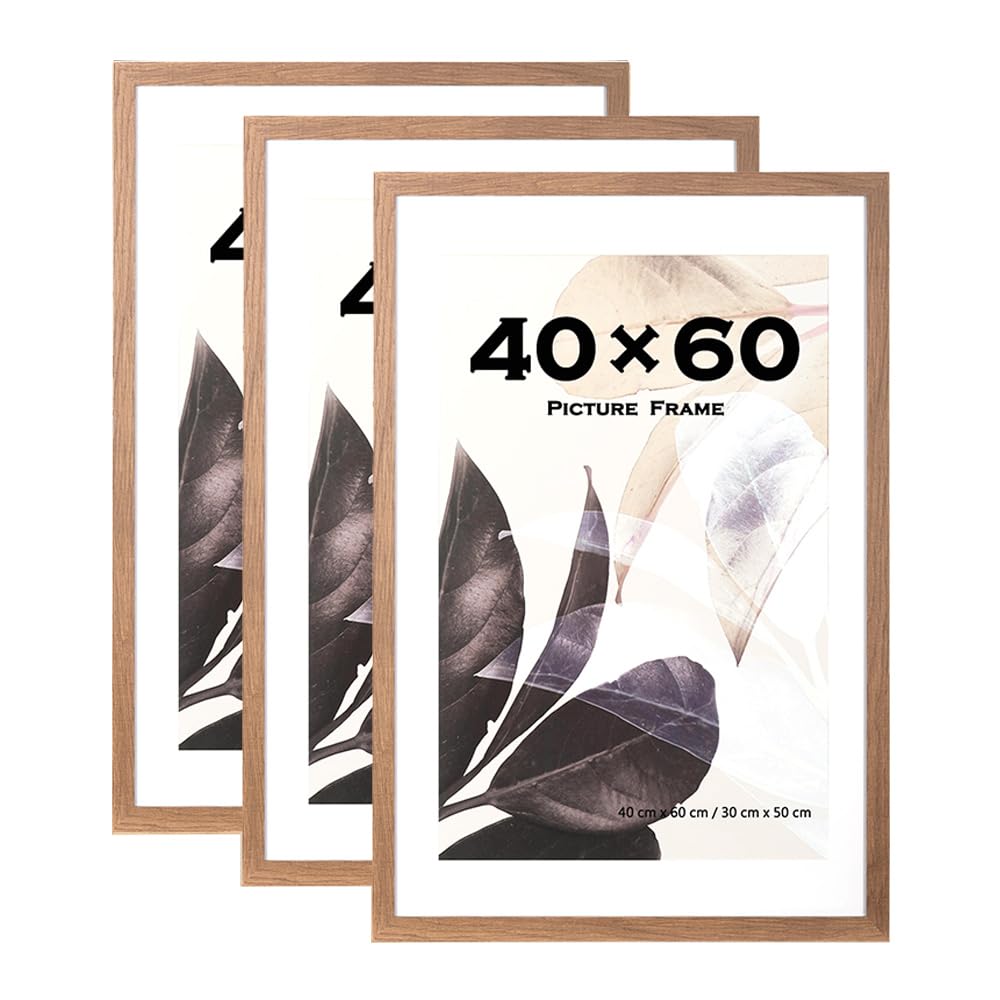 Scholar Tree Brown 60X40cm Picture Frame Set Of 3 With Mounts For 30X50cm, 40X60 Frame Wall Mountable