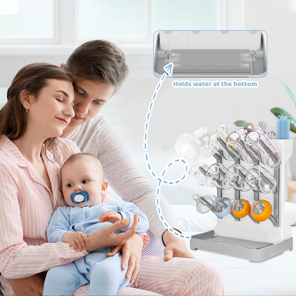 Égouttoir à Biberons, égouttoir à Biberons, Avec Bac D'égouttage, Amovible, Adapté Aux Biberons Et Aux Tétines - Puériculture & Eveil Bébé