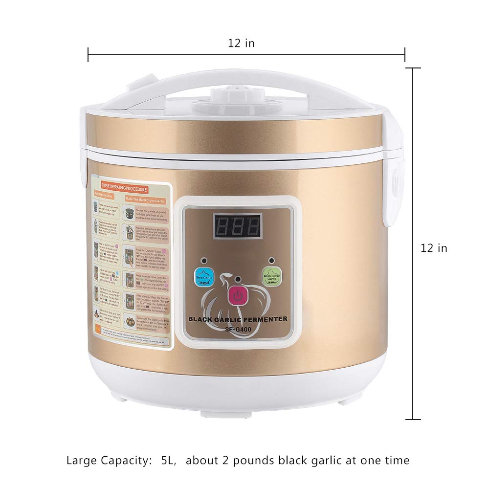 MOOACE Black Garlic Fermenter, Full Automatic Garlics Maker Intelligent Garlic Cooker, 5L, Gold