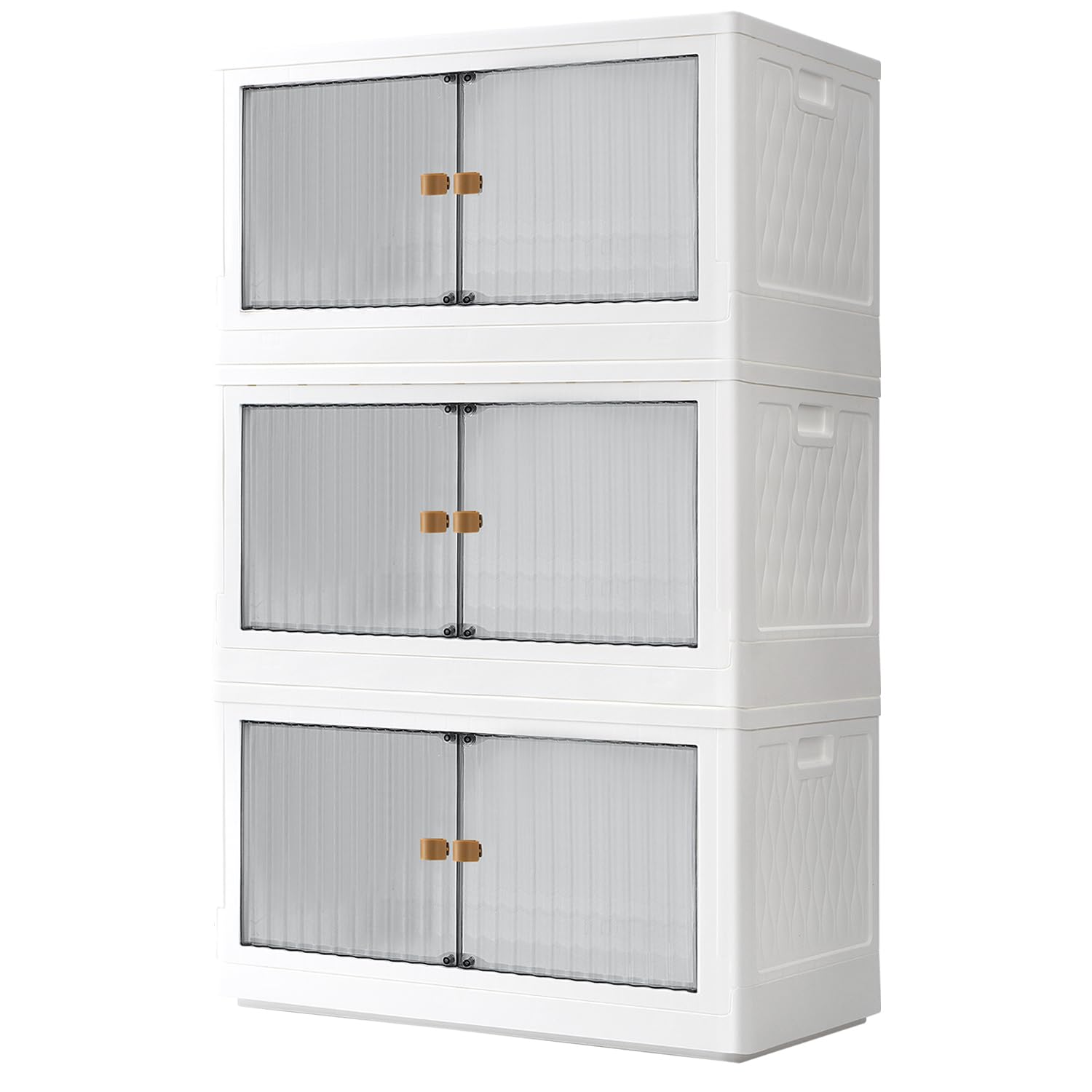 19 Gal Stackable Storage Bins with Lids 3 Pack,Collapsible Storage Bins with Doors Plastic Folding Storage Box with Wheel,Large Foldable Storage Boxes for Dormroom Clothes,Grey