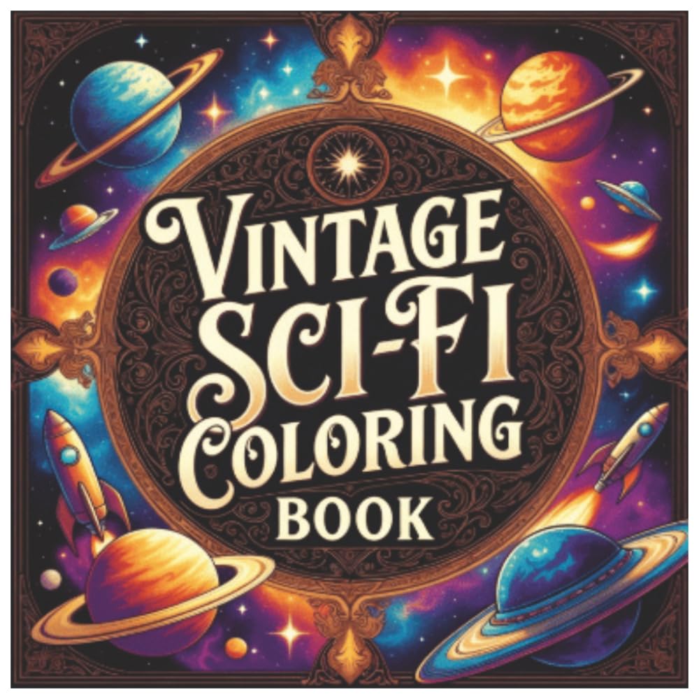 Vintage Sci-Fi Coloring Book: A Coloring Journey Into The Galactic!