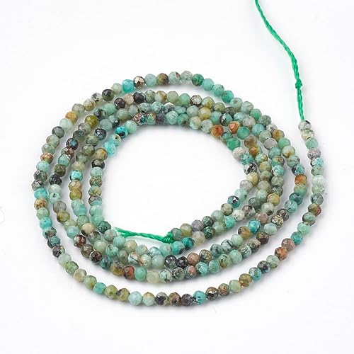 Miniatura 2 de LiQunSweet 130 cuentas de jaspe turquesa africano natural de 0.118 pulgadas, hebras facetadas, redondas, pequeñas, sueltas, espaciadoras de cuentas